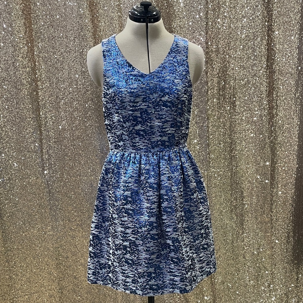 Elegant Blue and Silver Women's Cocktail Dress